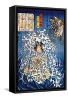 Keyamura Rokusuke under the Hikosan Gongen Waterfall-Kuniyoshi Utagawa-Framed Stretched Canvas