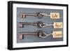 Keys to Happiness, Conceptual Photo. on Color Wooden Background-Yastremska-Framed Photographic Print