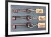 Keys to Happiness, Conceptual Photo. on Color Wooden Background-Yastremska-Framed Photographic Print