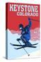 Keystone, Colorado - Colorblocked Skier-Lantern Press-Stretched Canvas