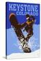 Keystone, Colorado - Colorblocked Snowboarder-Lantern Press-Stretched Canvas