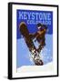 Keystone, Colorado - Colorblocked Snowboarder-Lantern Press-Framed Art Print