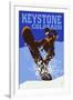 Keystone, Colorado - Colorblocked Snowboarder-Lantern Press-Framed Art Print