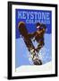 Keystone, Colorado - Colorblocked Snowboarder-Lantern Press-Framed Art Print