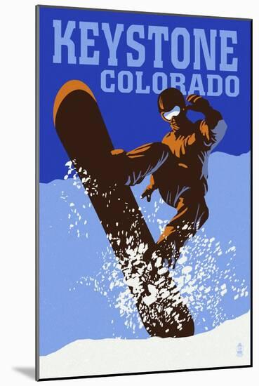 Keystone, Colorado - Colorblocked Snowboarder-Lantern Press-Mounted Art Print