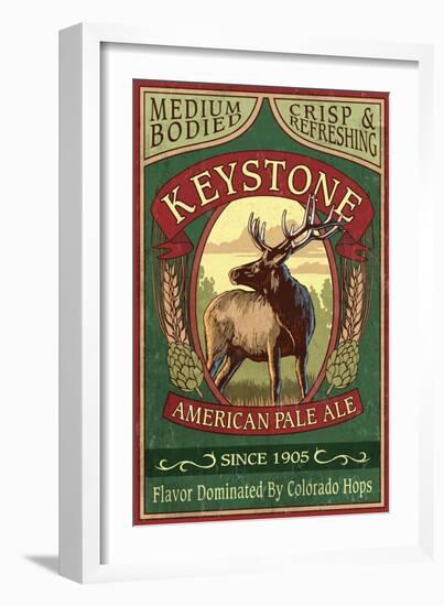 Keystone, Colorado - Elk Head Pale Ale Vintage Sign-Lantern Press-Framed Art Print