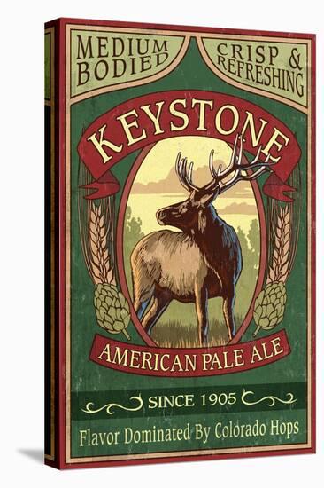 Keystone, Colorado - Elk Head Pale Ale Vintage Sign-Lantern Press-Stretched Canvas