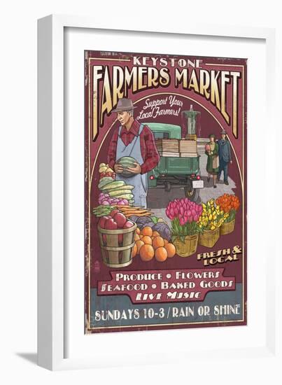 Keystone, Colorado - Farmers Market Vintage Sign-Lantern Press-Framed Art Print