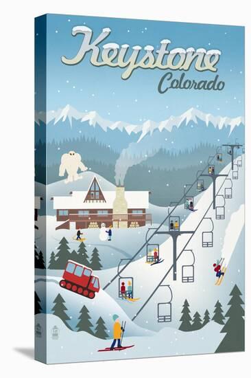 Keystone, Colorado - Retro Ski Resort-Lantern Press-Stretched Canvas