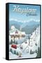 Keystone, Colorado - Retro Ski Resort-Lantern Press-Framed Stretched Canvas