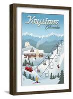 Keystone, Colorado - Retro Ski Resort-Lantern Press-Framed Art Print