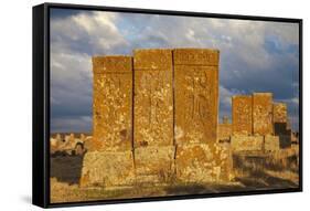 Khachkars at Noratus Cemetery, Lake Seven, Armenia, Central Asia, Asia-Jane Sweeney-Framed Stretched Canvas