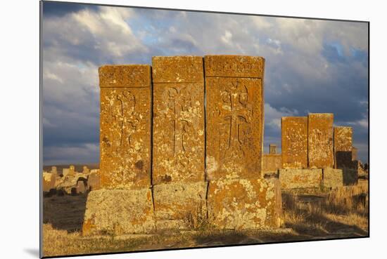 Khachkars at Noratus Cemetery, Lake Seven, Armenia, Central Asia, Asia-Jane Sweeney-Mounted Photographic Print