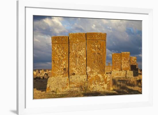 Khachkars at Noratus Cemetery, Lake Seven, Armenia, Central Asia, Asia-Jane Sweeney-Framed Photographic Print