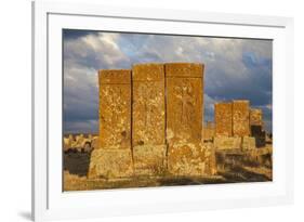 Khachkars at Noratus Cemetery, Lake Seven, Armenia, Central Asia, Asia-Jane Sweeney-Framed Photographic Print