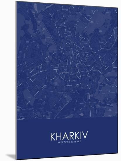 Kharkiv, Ukraine Blue Map-null-Mounted Poster