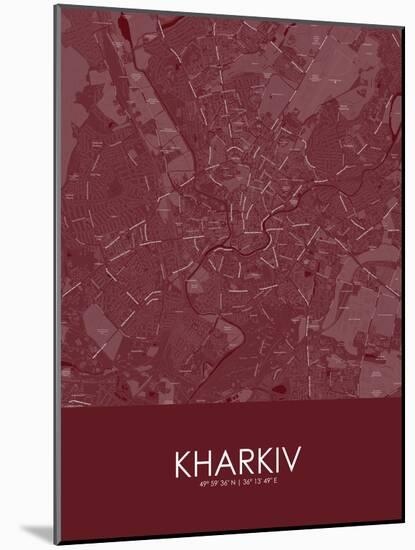 Kharkiv, Ukraine Red Map-null-Mounted Poster