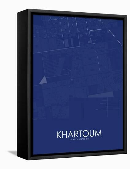 Khartoum, Sudan Blue Map-null-Framed Stretched Canvas