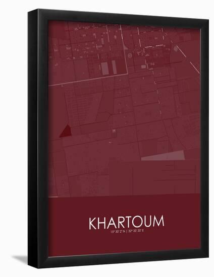 Khartoum, Sudan Red Map-null-Framed Poster
