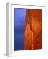 Khentii Province, Sunrise on a Carved Obelisk Dedicated to Genghis Khan, Mongolia-Paul Harris-Framed Photographic Print