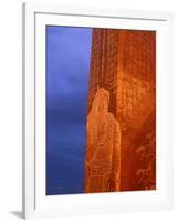 Khentii Province, Sunrise on a Carved Obelisk Dedicated to Genghis Khan, Mongolia-Paul Harris-Framed Photographic Print