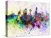 Khobar Skyline in Watercolor Background-paulrommer-Stretched Canvas