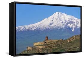 Khor Virap Monastery, 17th Century, Near Artashat, with Mount Ararat in Background, Armenia-null-Framed Stretched Canvas