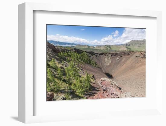 Khorgo volcano crater and White Lake in the background, Tariat district, North Hangay province, Mon-Francesco Vaninetti-Framed Photographic Print