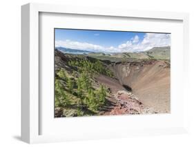 Khorgo volcano crater and White Lake in the background, Tariat district, North Hangay province, Mon-Francesco Vaninetti-Framed Photographic Print