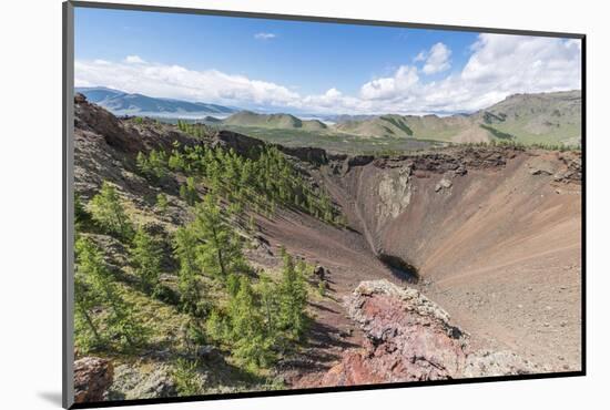 Khorgo volcano crater and White Lake in the background, Tariat district, North Hangay province, Mon-Francesco Vaninetti-Mounted Photographic Print