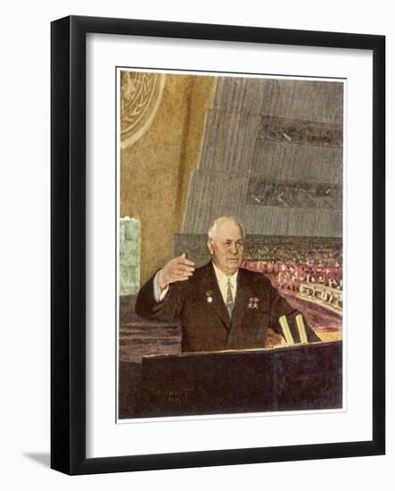 Khrushchev Speaking-null-Framed Art Print