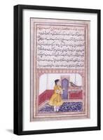 Khujista Talking to the Parrot, C. 1580 (Gouache with Gold Paint on Paper)-null-Framed Giclee Print