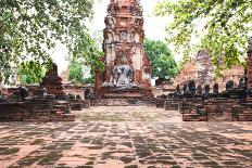 Big Root of Banyan Tree Land Scape of Ancient and Old Pagoda in History Temple of Ayuthaya World He-khunaspix-Photographic Print