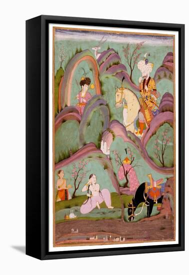 Khusraw Beholding Shirin Bathing. (Miniature From the Cycle of Eight Poetic Subjects)-null-Framed Stretched Canvas