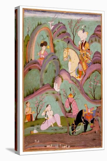 Khusraw Beholding Shirin Bathing. (Miniature From the Cycle of Eight Poetic Subjects)-null-Stretched Canvas