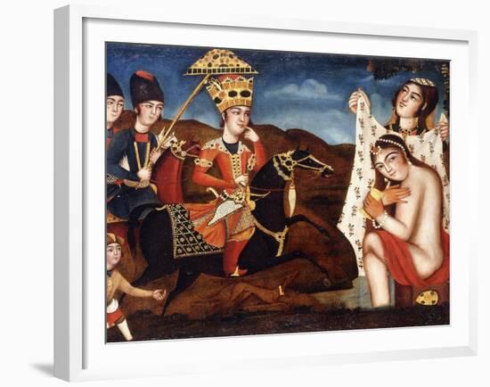 Khusraw Discovering Shirin Bathing, C. 1840-null-Framed Giclee Print