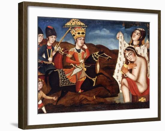 Khusraw Discovering Shirin Bathing, C. 1840-null-Framed Giclee Print