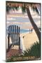 Kiawah Island, South Carolina - Adirondack and Palms-Lantern Press-Mounted Art Print