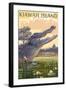 Kiawah Island, South Carolina - Alligator and Baby-Lantern Press-Framed Art Print