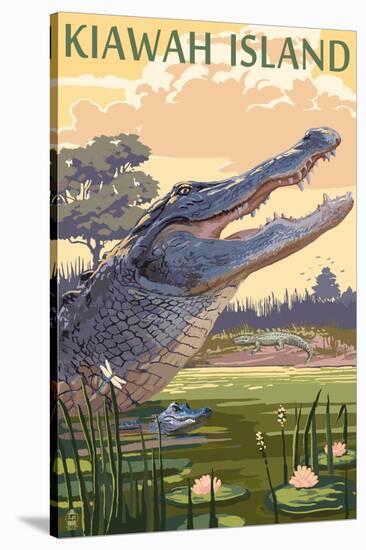 Kiawah Island, South Carolina - Alligator and Baby-Lantern Press-Stretched Canvas