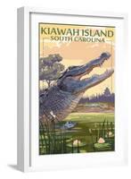 Kiawah Island, South Carolina - Alligator Scene-Lantern Press-Framed Art Print