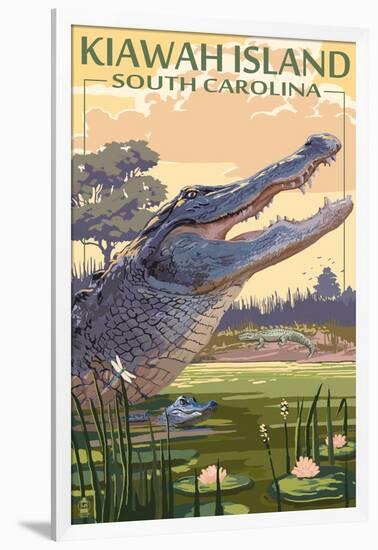 Kiawah Island, South Carolina - Alligator Scene-Lantern Press-Framed Art Print