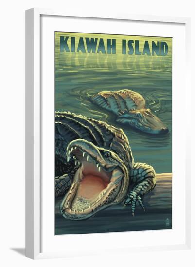 Kiawah Island, South Carolina - Alligator Scene-Lantern Press-Framed Art Print