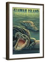 Kiawah Island, South Carolina - Alligator Scene-Lantern Press-Framed Art Print