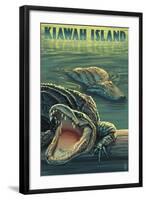 Kiawah Island, South Carolina - Alligator Scene-Lantern Press-Framed Art Print