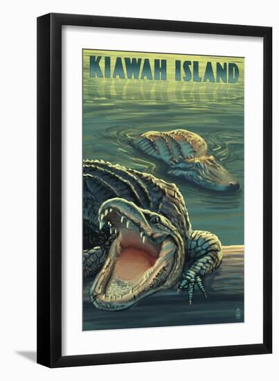 Kiawah Island, South Carolina - Alligator Scene-Lantern Press-Framed Art Print