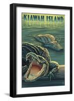 Kiawah Island, South Carolina - Alligator Scene-Lantern Press-Framed Art Print