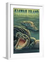 Kiawah Island, South Carolina - Alligator Scene-Lantern Press-Framed Art Print