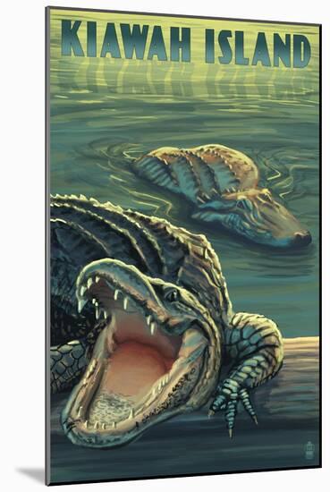 Kiawah Island, South Carolina - Alligator Scene-Lantern Press-Mounted Art Print