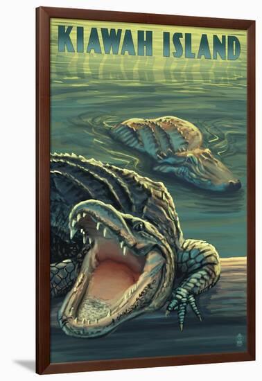 Kiawah Island, South Carolina - Alligator Scene-Lantern Press-Framed Art Print